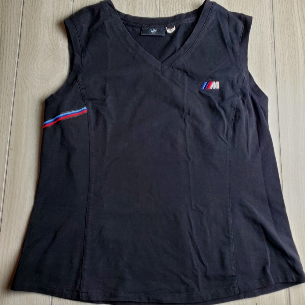 Authentic BMW M3 Racing Stripe Sleeveless Lycra Stretch V Neck Top size XL